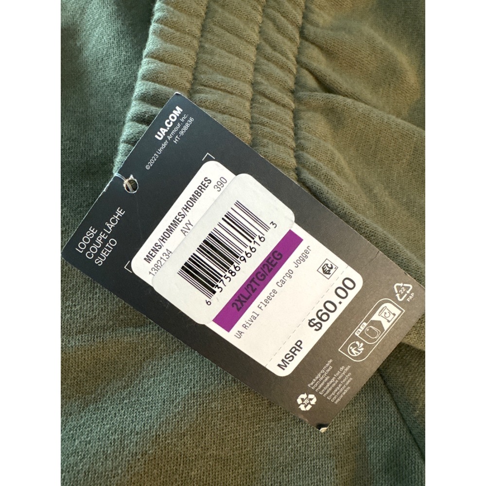 Under Armour Rival Fleece Cargo Joggers Mens 2XL Green Pants 1382134 NWT - Picture 3 of 15